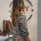 Camisa Floral Cinthya™ em Linho de Algodão /  Leveza Feminina em Cada Detalhe!