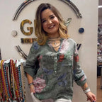 Camisa Floral Cinthya™ em Linho de Algodão /  Leveza Feminina em Cada Detalhe!