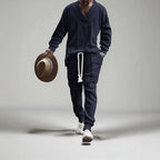 Conjunto Masculino EliteWear™ em Malha Trançada Estruturada / Para Homens que Valorizam Conforto e Presença!