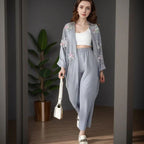 Conjunto Botanika™ com Kimono Bordado e Calça Fluida / Arte, Leveza e Estilo para Quem Vive em Harmonia com o Belo