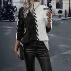 Suéter Mirelle™ em Tricot de Cashmere com Contraste Artesanal / Aconchego Refinado com Estilo que Marca Presença!