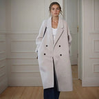Casaco Noelle™ Estilo Sobretudo com Lapela Clássica / Elegância Minimalista e Aconchego para os Dias Frios