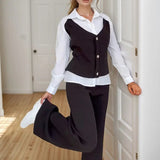 Conjunto Harmonie™ com Camisa Colete Estilo Alfaiataria e Calça Soltinha / A Combinação Ideal entre Sofisticação e Aconchego!