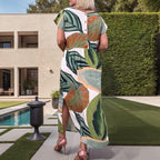 Vestido Tropicália™ em Viscose Premium com Estampa Tropical Artística / Onde o Conforto Encontra a Arte da Natureza!