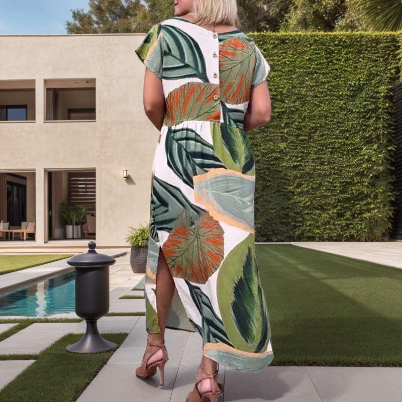 Vestido Tropicália™ em Viscose Premium com Estampa Tropical Artística / Onde o Conforto Encontra a Arte da Natureza!