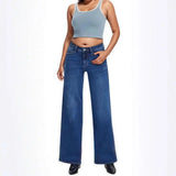 Calça Jeans Marcela™ com Elastano Confort e Corte Baggy Moderno / Conforto Real para Corpos de Mulheres Reais!