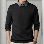 Suéter Oxford™  com Efeito Camisa e Trama Trançada / Estilo Impecável sem Esforço para o Homem de Autoridade!