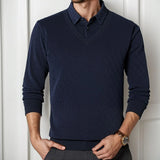 Camisa Winston™ com Suéter Embutido e Textura Trançada / Efeito Sobreposto com Estilo e Refinamento em Uma Só Peça!