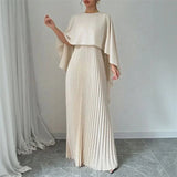 Vestido L'Opéra™ com Sobreposição Fluida e Plissado Delicado / Postura, Estilo e Refinamento em Uma Só Peça!
