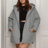 Casaco Mirella™ Estilo Parka com  Matelassê Aconchegante / Aconchego Feminino com Estilo Contemporâneo para Enfrentar o Inverno com Classe!