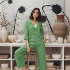 Conjunto PortoRico™ Design Listrado em Algodão Misto / Elegância Ampla e Versatilidade Atemporal para Todas as Ocasiões!