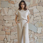 Conjunto de Blusa e Calça Novara™ com Tecido Texturizado e Design Moderno Versátil
