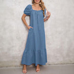 Vestido Campestre Lolita™ em Algodão Misto com Manga Bufante / O Rústico Elegante que Transforma Simplicidade em Estilo!