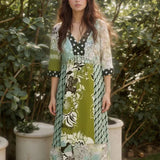 Vestido Palermo™ em Malha Acetinada com Estampa Floral Abstrata / Brilho, Charme e Exclusividade em Uma Só Peça!
