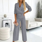 Conjunto Elégance Paris™ em Alfaiataria Minimalista com Calça Pantalona / Refinamento Atemporal para Mulheres de Presença!