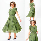 Vestido Sintra™ com Modelagem Mídi, Saia Evasê e Cinto de Brinde / Aura Mística e Elegante para Mulheres Poderosas!