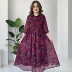 Vestido Athenea™ em Viscose Floral  / O Charme Clássico da Mulher Moderna!