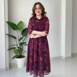 Vestido Athenea™ em Viscose Floral  / O Charme Clássico da Mulher Moderna!