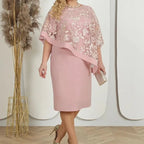 Vestido Éden™ com Sobreposição Estilo Poncho Rendada / O Encontro Perfeito entre Charme e Feminilidade!"