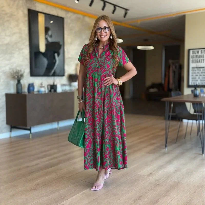 Vestido Lily™ em Viscose Leve com Gola Mandarin / Um clássico moderno para quem vive com autenticidade!