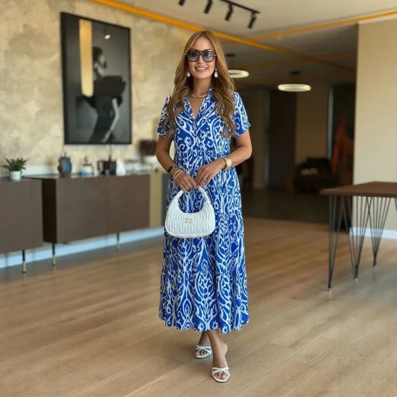 Vestido Lily™ em Viscose Leve com Gola Mandarin / Um clássico moderno para quem vive com autenticidade!