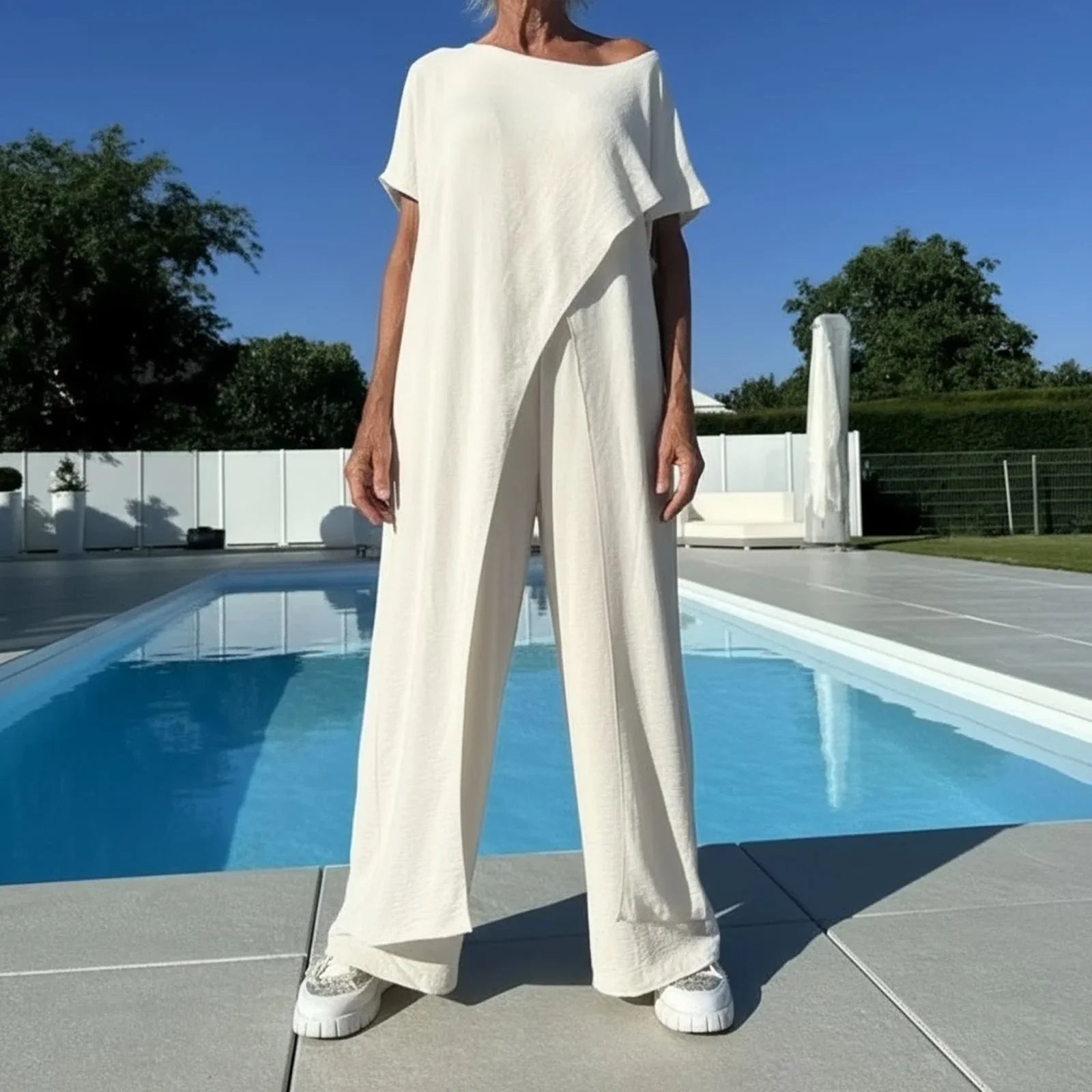 Conjunto CasaLuna™ em Linho de Algodão e Corte Assimétrico / O Conforto e Estilo que Voce Precisa!