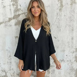 [COMPRE 1 E LEVE 2] Cardigan Alba™ Em Viscolinho de Verão com Modelagem Solta / Frescor e Estilo em Uma Só Peça!