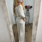 Conjunto Esther™ em Viscose Texturizada com Top Ombro a Ombro e Calça Soltinha / Elegância Descomplicada que Acompanha Seu Ritmo!