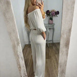 Conjunto Esther™ em Viscose Texturizada com Top Ombro a Ombro e Calça Soltinha / Elegância Descomplicada que Acompanha Seu Ritmo!