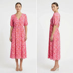 Vestido Valéria™ em Viscose Leve com Decote em V e Mangas Soltas