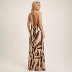 Vestido Longo Isla Nômade™ em Viscose Fluida com Estampa Selvagem