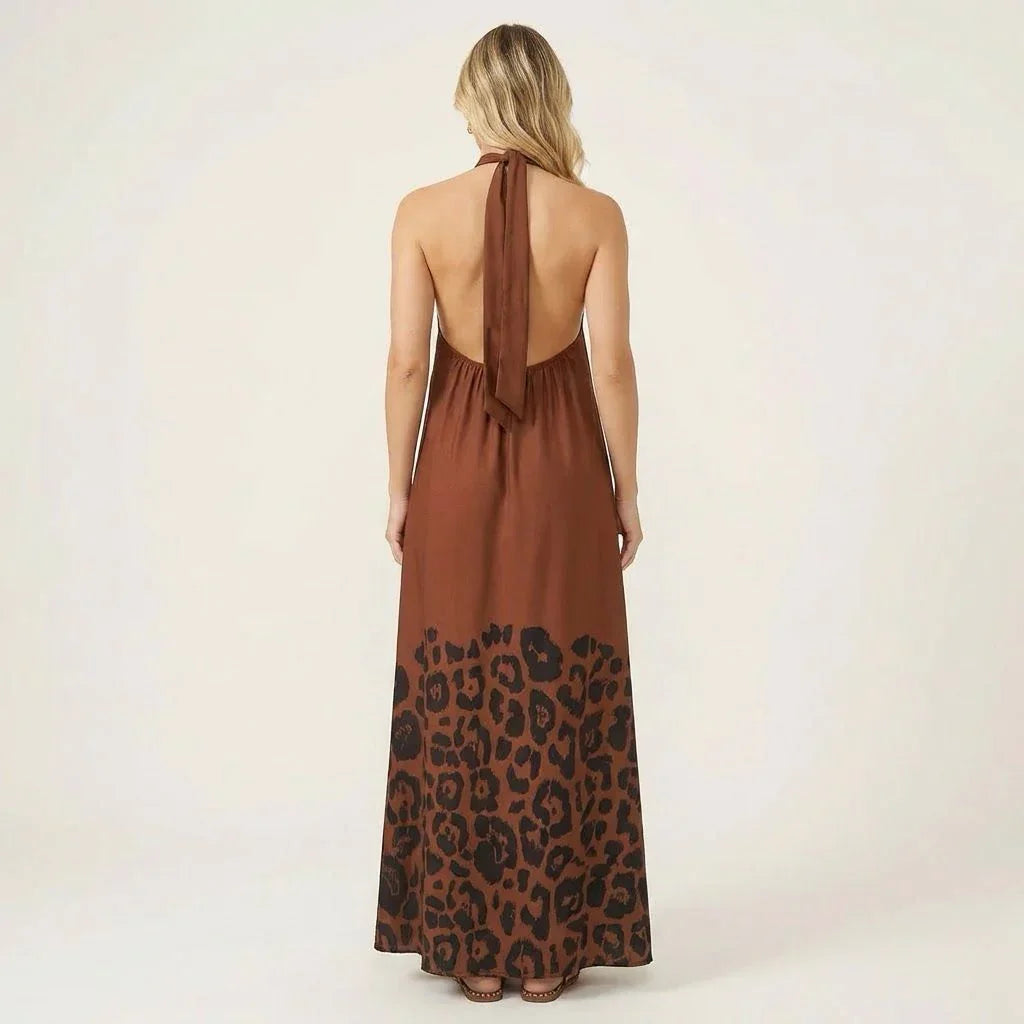 Vestido Longo Isla Nômade™ em Viscose Fluida com Estampa Selvagem