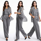 Conjunto Acetinado Sevilha™ 3 Peças com Blusinha, Camisa Longa e Calça