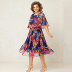 Vestido Tropicália™ Midi Estampado com Sobreposição