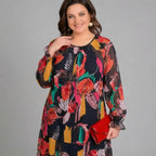 Vestido Gardênia™ com Mangas Fluidas e Estampa Vibrante