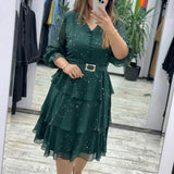 Vestido Valência™ com Saia em Camadas e Poá Sutil