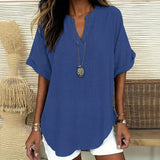 Blusinha Maya™ com Barra Curva Delicada e Decote em V com Abertura