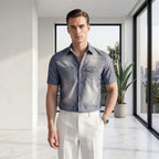 Camisa Vittorio™ em Denim Premium com Lavagem Degradê