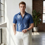 Camisa Vittorio™ em Denim Premium com Lavagem Degradê