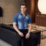 Camisa Vittorio™ em Denim Premium com Lavagem Degradê