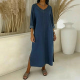 Vestido Santorini™ com Fendas Laterais e Toque Rústico