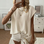 Blusinha Lina™ com Manga Curtinha e Trama Texturizada