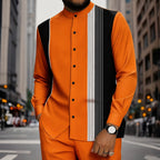 Conjunto Mumbai™ com Gola Mandarim e Detalhe Listrado Moderno