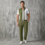 Conjunto Dionísio™ com Listras Assimétricas e Calça com Cós Elástico