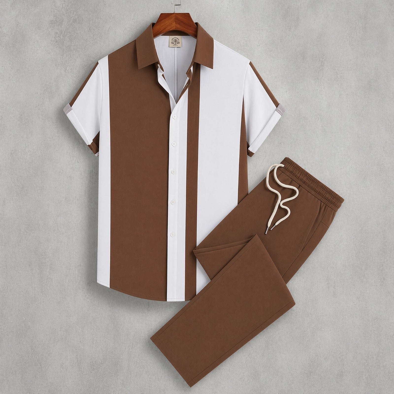 Conjunto Dionísio™ com Listras Assimétricas e Calça com Cós Elástico