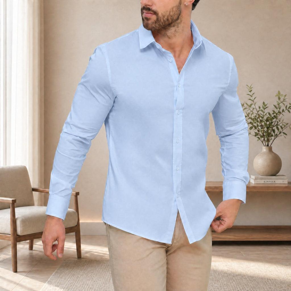 Camisa DiCaprio™ Com Caimento Slim e Elasticidade Inteligente