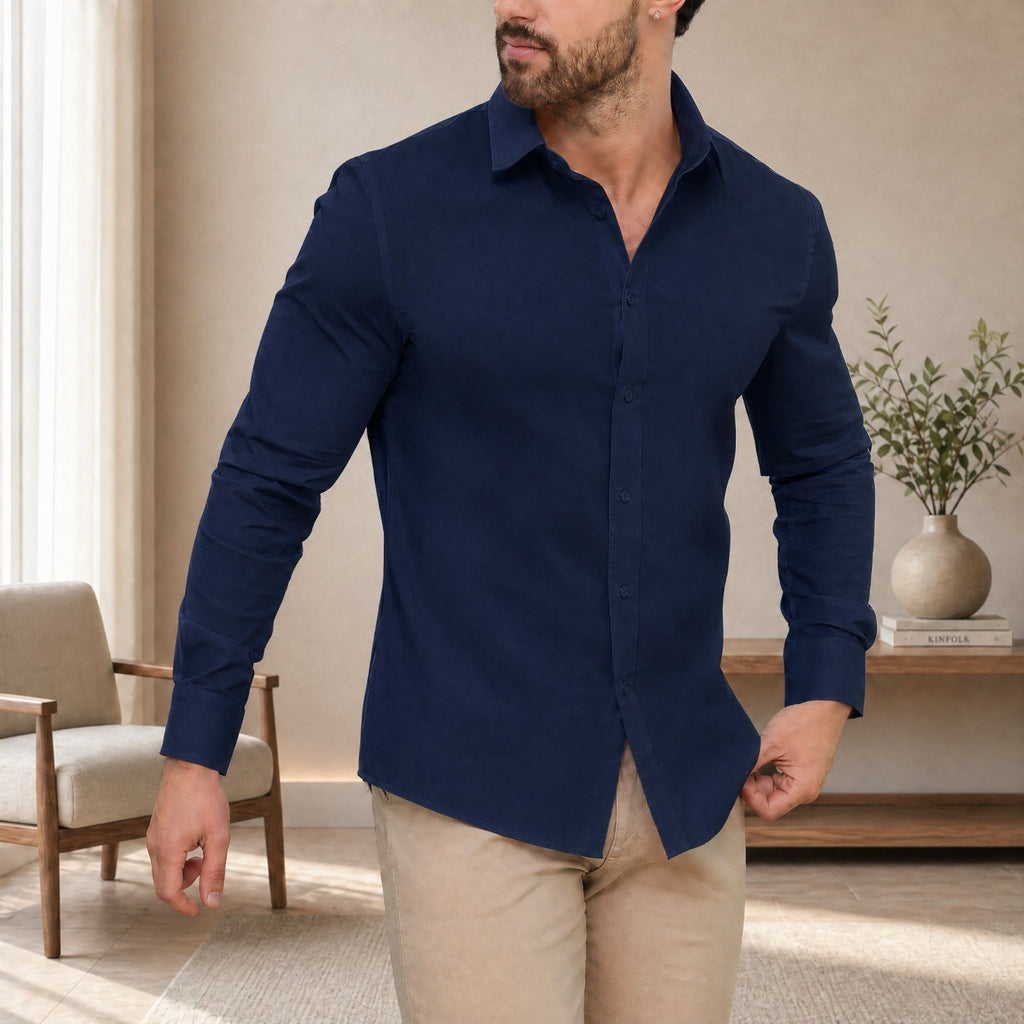 Camisa DiCaprio™ Com Caimento Slim e Elasticidade Inteligente