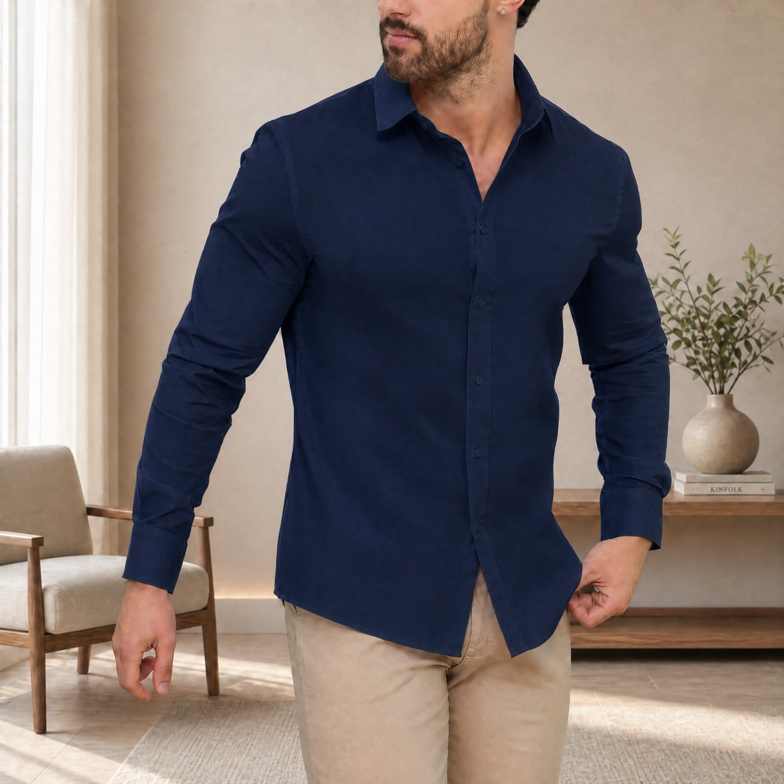 Camisa DiCaprio™ Com Caimento Slim e Elasticidade Inteligente