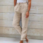 Calça Norah™ em Linho de Algodão com Cintura Ajustável