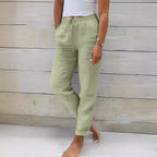Calça Norah™ em Linho de Algodão com Cintura Ajustável